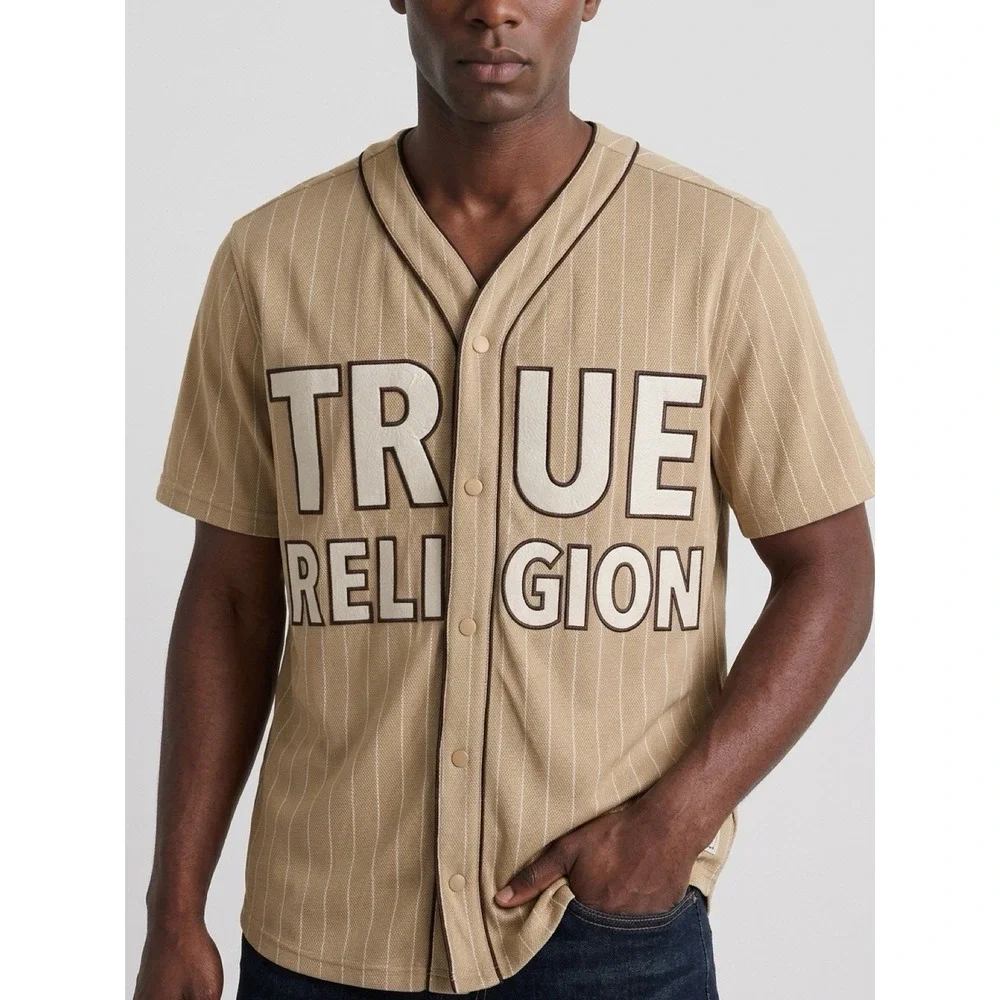 (b12/10)True Religion Baseball Jersey Short Sleeve Mens Size M